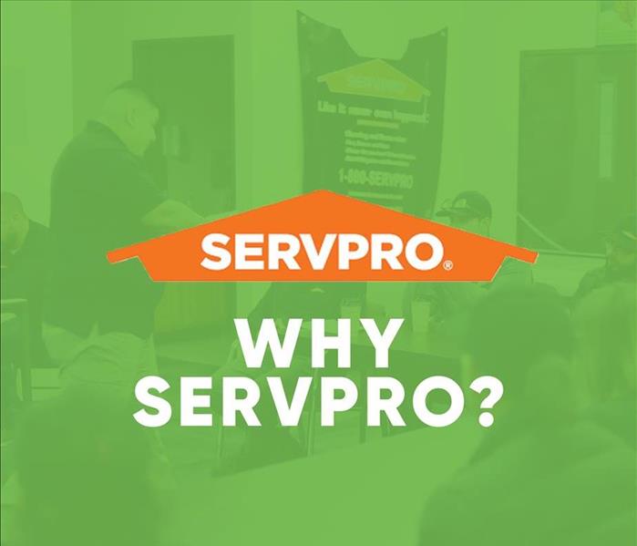 Office scene behind green filter with SERVPRO logo and text that reads WHY SERVPRO?